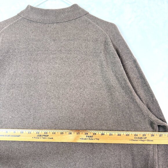 GAP CashSoft Ribbed Button Front Polo Cardigan Sweater Womens L Petite Brown - Picture 4 of 7